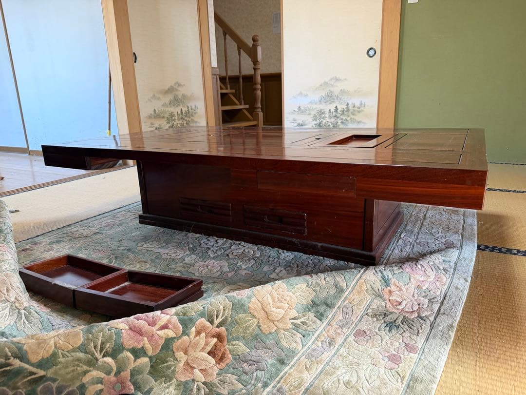 天然木 無垢 関西火鉢 座卓 囲炉裏 テーブル 座敷机 ちゃぶ台 和家具 5尺