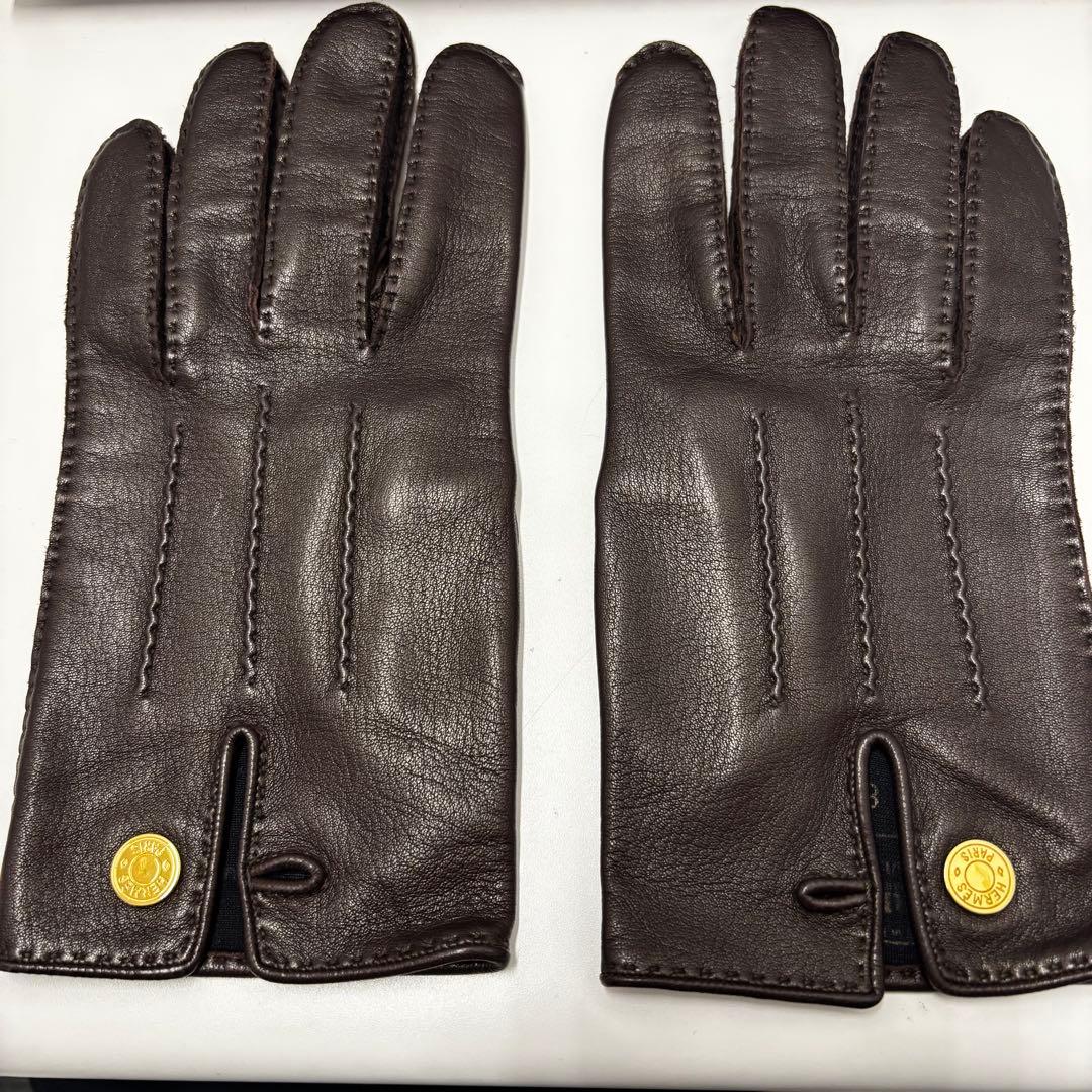 HERMES ブラウン レザー手袋