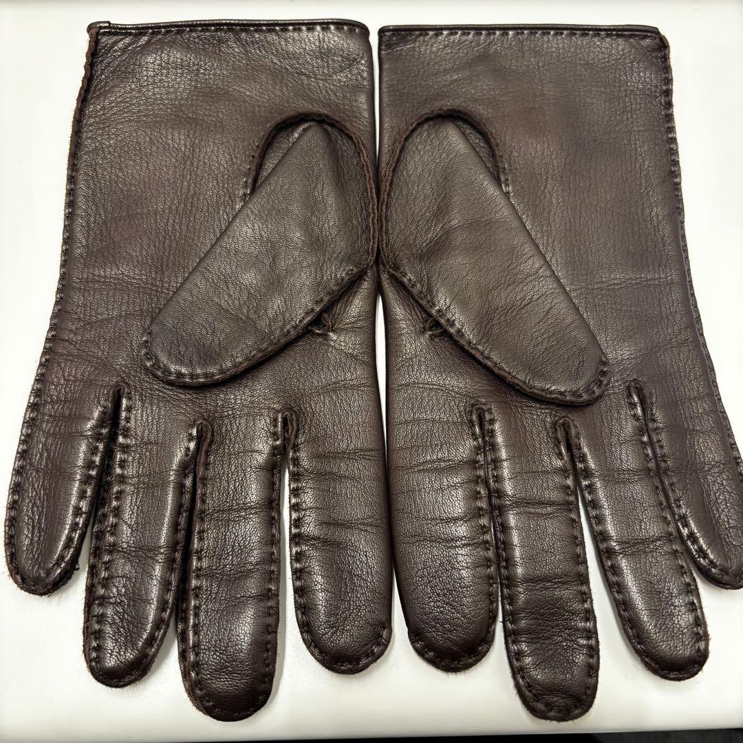 HERMES ブラウン レザー手袋