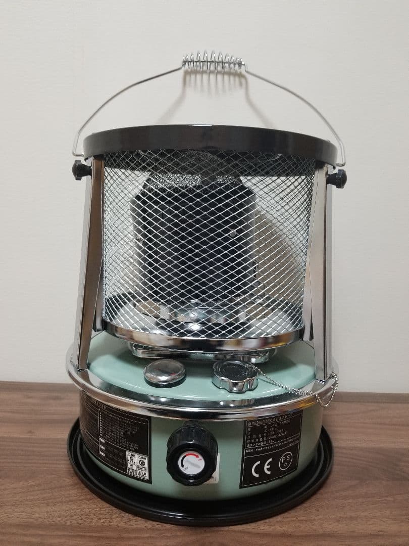 ストーブヒーター 緑色 メッシュカバー付き