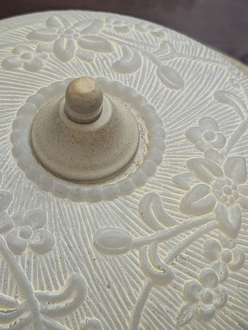 フランス ヴィンテージ 円形 レリーフガラス シーリングライト 照明