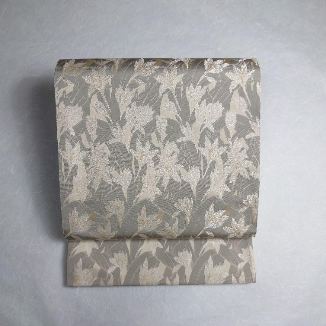 正絹 袋帯 六通柄 白花図案 極上 逸品 おすすめ品