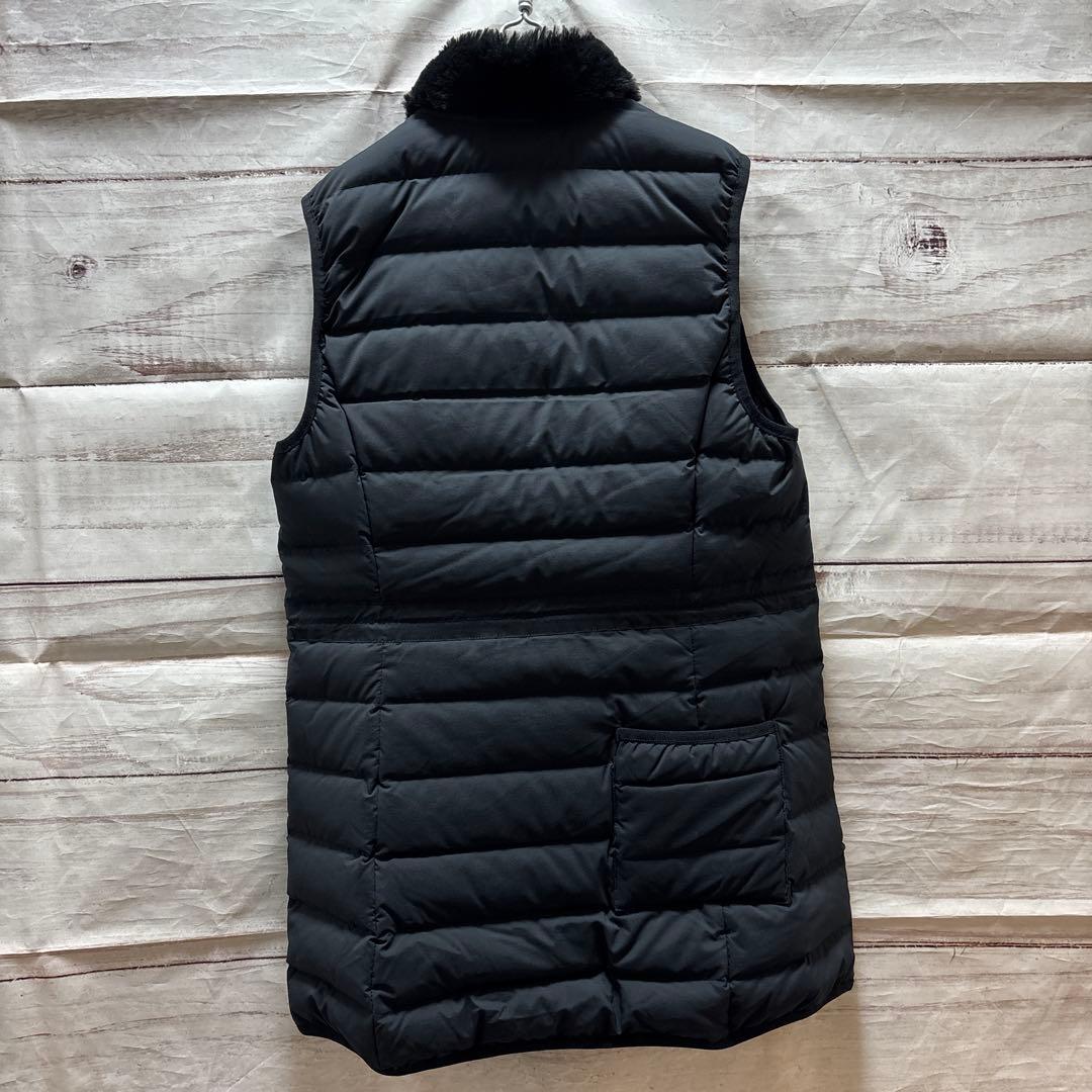 Black&White ファー付き ロングダウンベスト ロゴ スワロ ゴルフ