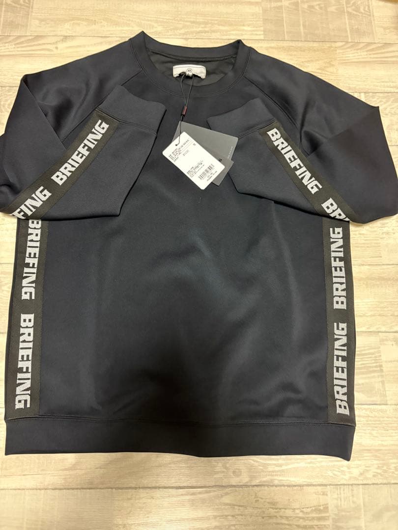 BRIEFING ラインロゴ　ブラック トレーナー L