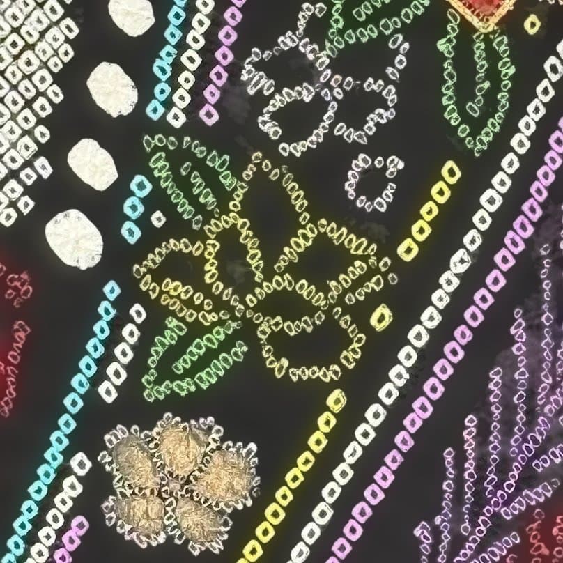 ちゃるる　総絞り　本振袖　金駒刺繍　友禅入り　花柄　黒色系　正絹　K505