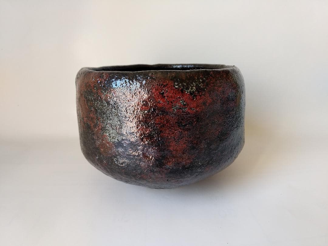 小西平内焼 太閤窯 原田聖龍 朱彩黒茶碗 共箱 茶碗 茶道具 茶器 抹茶碗 新品
