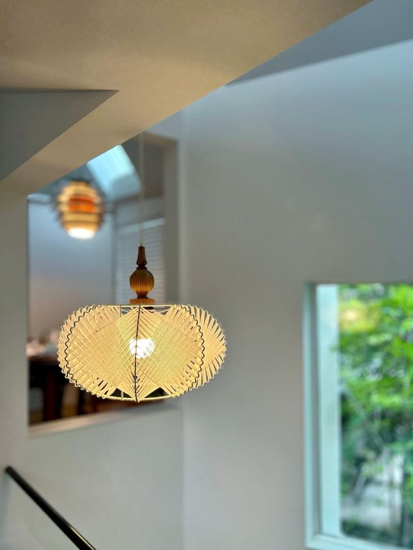 独60年代　EEA Leuchten パイン材と綿糸のヴィンテージ・ペンダント