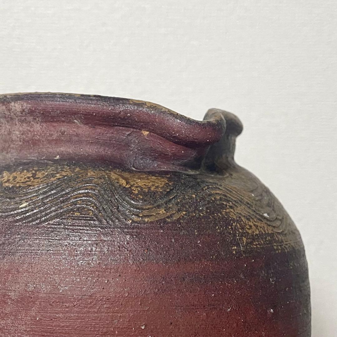 古備前 雀口 鳶口 壺 窯印 櫛目波状文 小壷 蹲 花器 花入