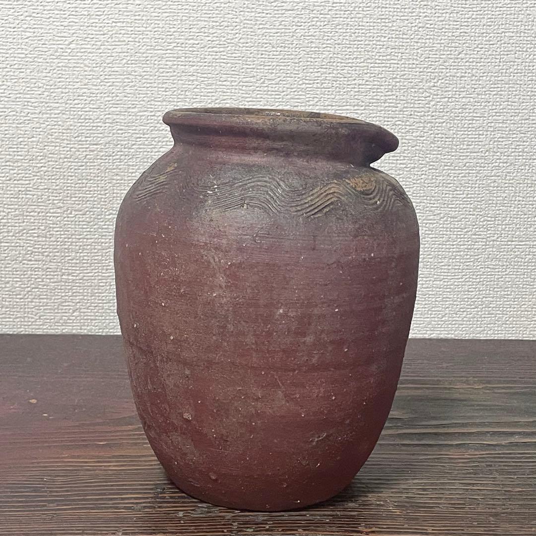 古備前 雀口 鳶口 壺 窯印 櫛目波状文 小壷 蹲 花器 花入