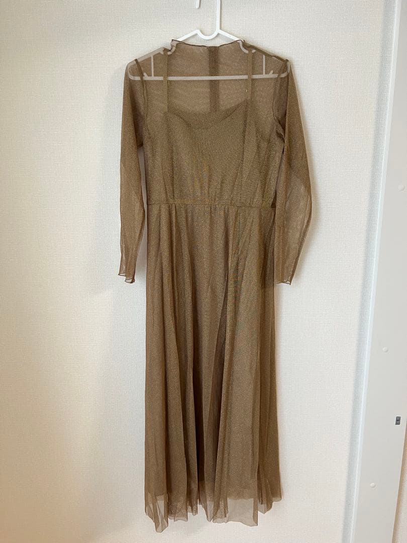 kaene ラメチュールメロウワンピース ゴールド