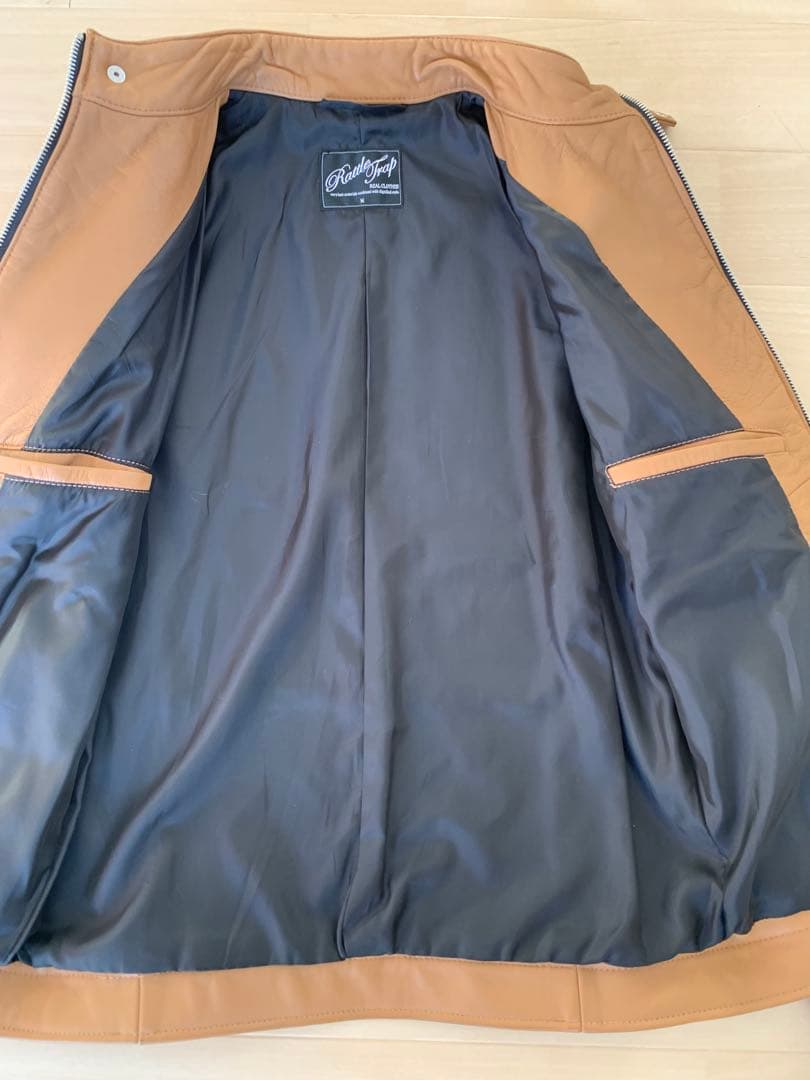 メンズビギ　【キャメル】シングルライダース 羊革 M　Rattle Trap