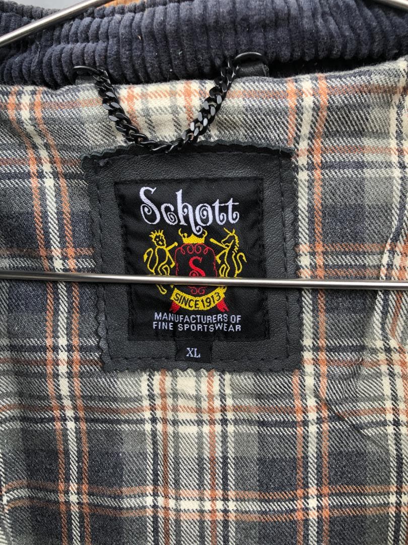 [訳あり]新品 Schott シングルライダースレザージャケット ブラック/XL