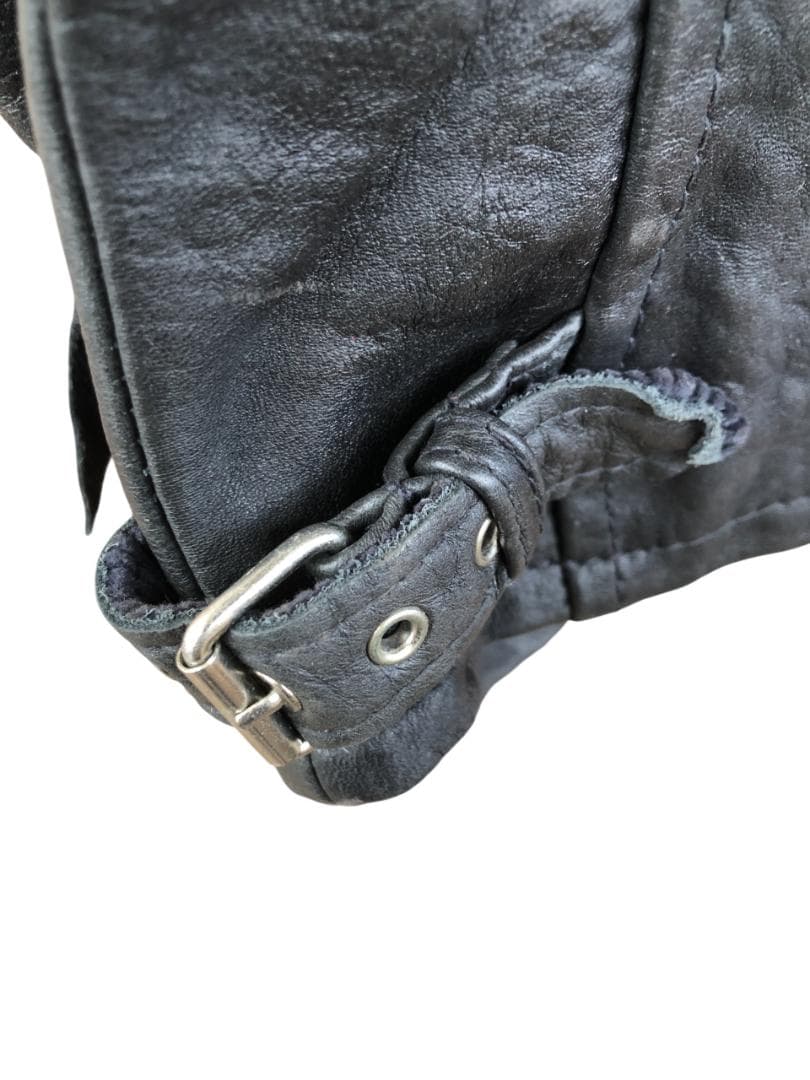 [訳あり]新品 Schott シングルライダースレザージャケット ブラック/XL