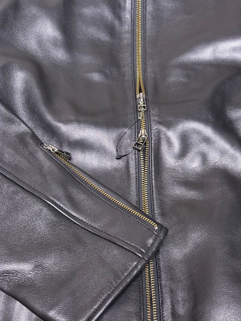 新品　ナノユニバース　バンドカラーレザーシングルライダースジャケット　羊革