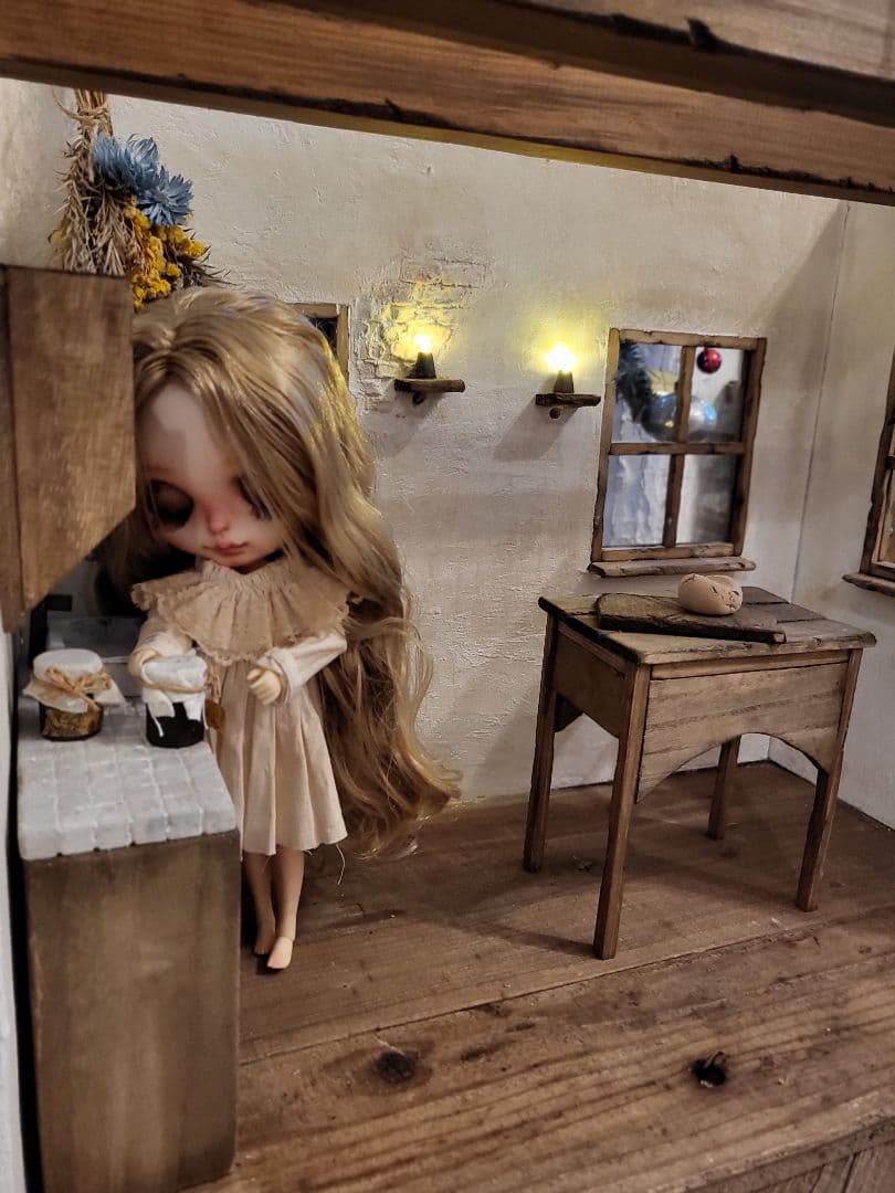 背景ボード　ミニチュアハウス　ドールハウス　アンティーク　ブライス　1/6サイズ