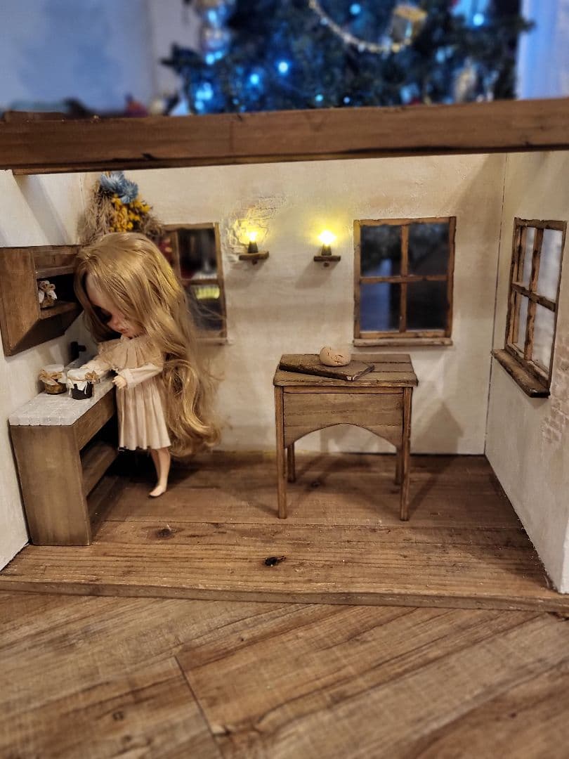 背景ボード　ミニチュアハウス　ドールハウス　アンティーク　ブライス　1/6サイズ