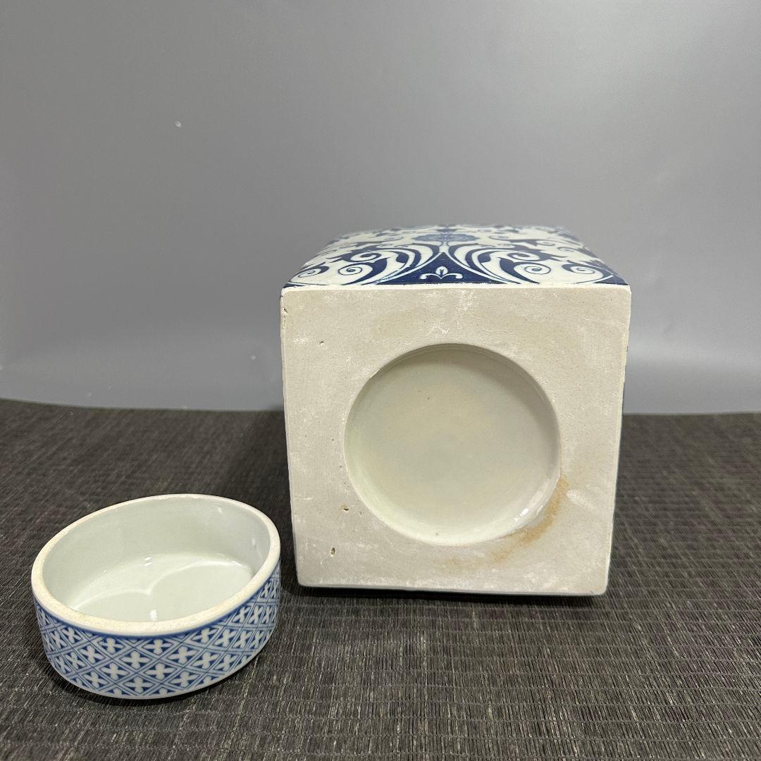 景徳鎮 青花磁器四方壺 応接間玄関 書斎 置物 装飾品 工芸品