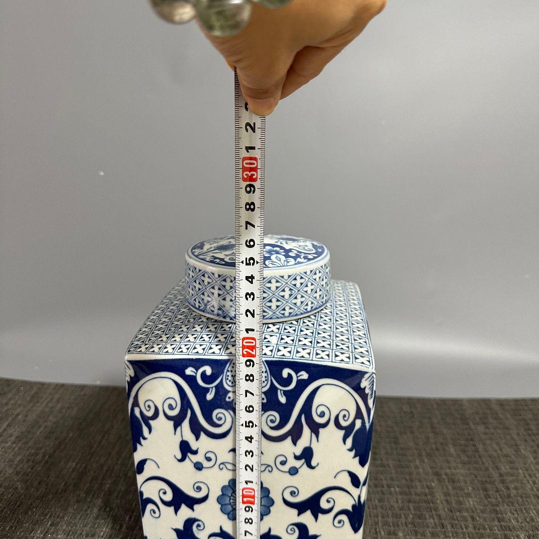 景徳鎮 青花磁器四方壺 応接間玄関 書斎 置物 装飾品 工芸品