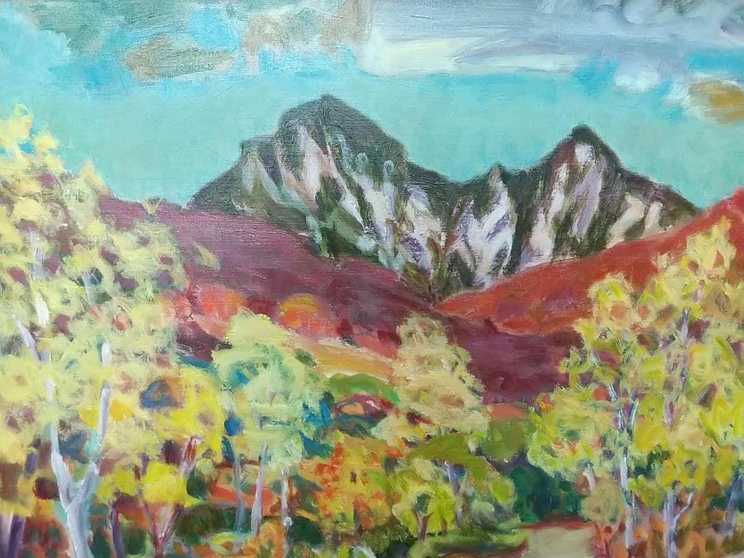 絵画「摩周岳」1976 F15 油彩画 油絵