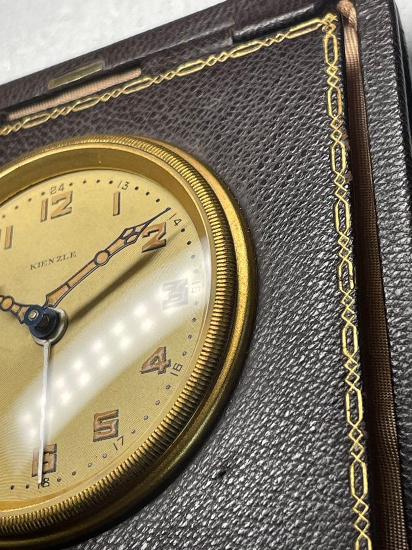 ドイツ　KIENZLE 本革仕様の真鍮ガラス目覚し時計　時計/目覚し　正確稼働