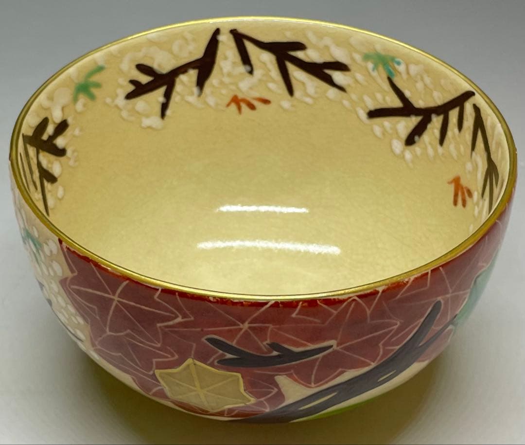 色絵雲錦　茶碗　仁清焼　京焼　在銘　作家作品　共箱　C9667