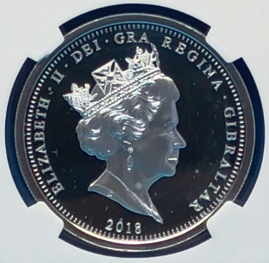 2018 ジブラルタルエリザベス女王戴冠65周年銀貨 NGC PF70UC FR