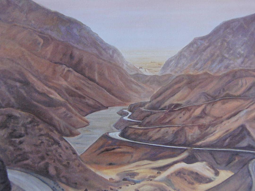 井上俊郎、【カイバル峠（ガンダーラへの道、パキスタン）】、希少な額装用画集より