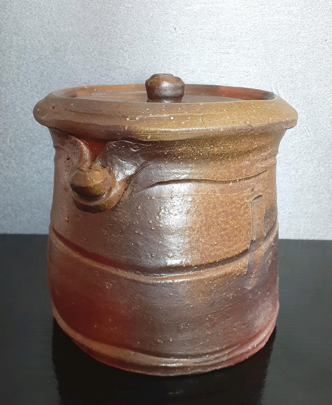 日本工芸会正会員　備前焼　【乗松俊行】造　矢筈口水指　共箱　共布　茶道具　茶器