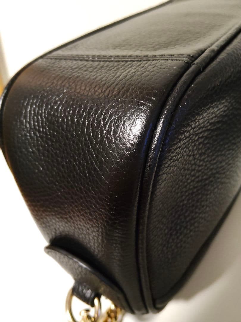 COACH ブラック　レザー　ショルダー　バッグ　黒　ロゴ　チェーン　コーチ