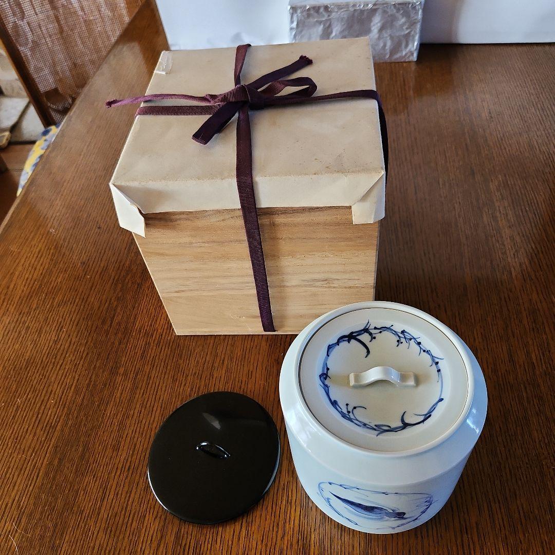 染付　 水差し 鳥の絵柄 木箱付き