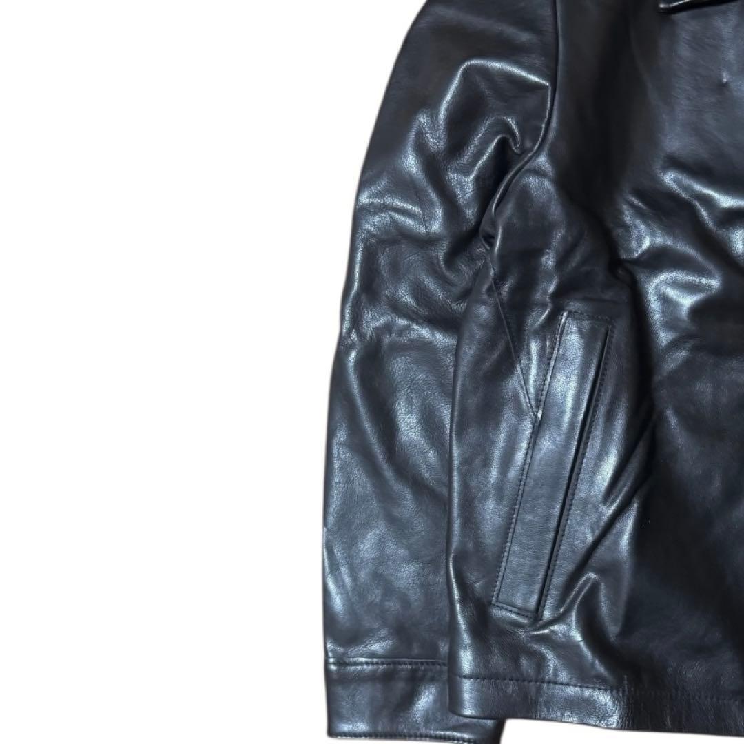 OLD GAP 00s 襟付き 本革 レザージャケット 短丈 ブラック Sサイズ