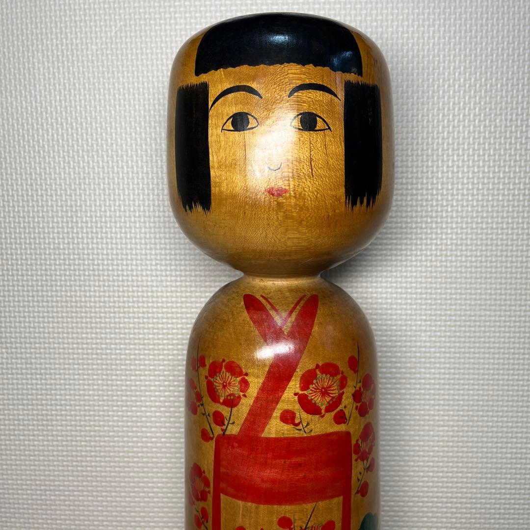 ⭕️木地山こけし1.5尺　伝統こけし　小椋啓太郎指導松竹梅模様　蒔絵師　小野寺重一
