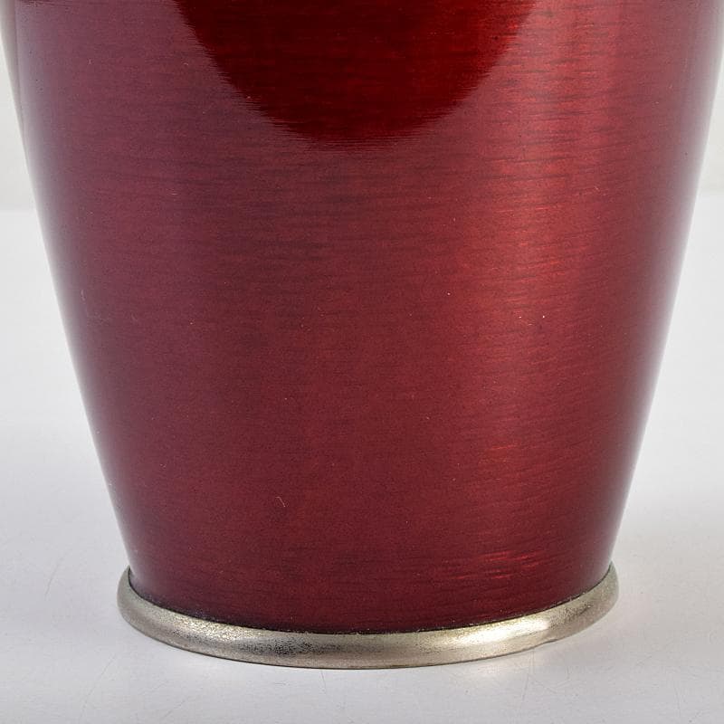 七宝焼　安藤七宝店　赤透釉　カトレア文　花瓶　C　R9409