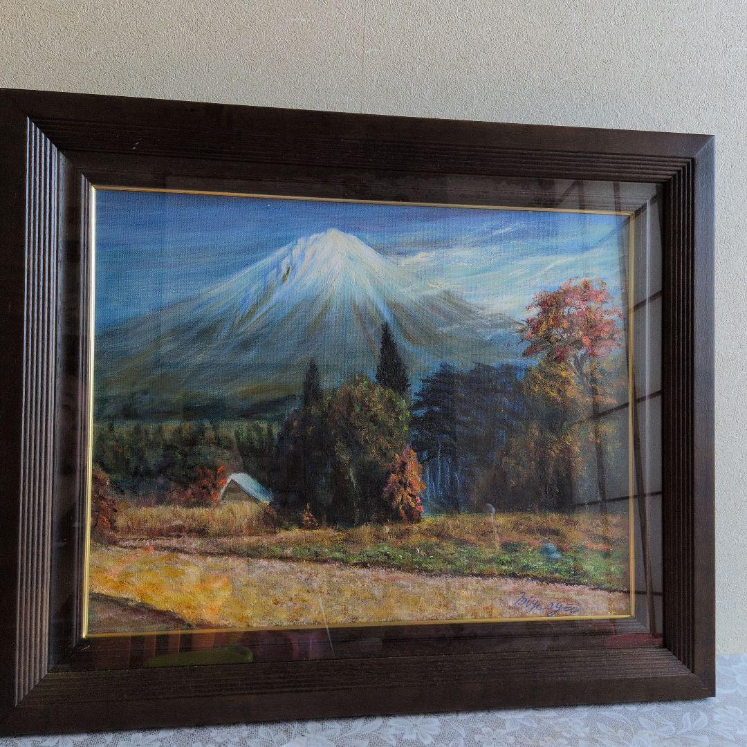 富士山　油絵　絵画