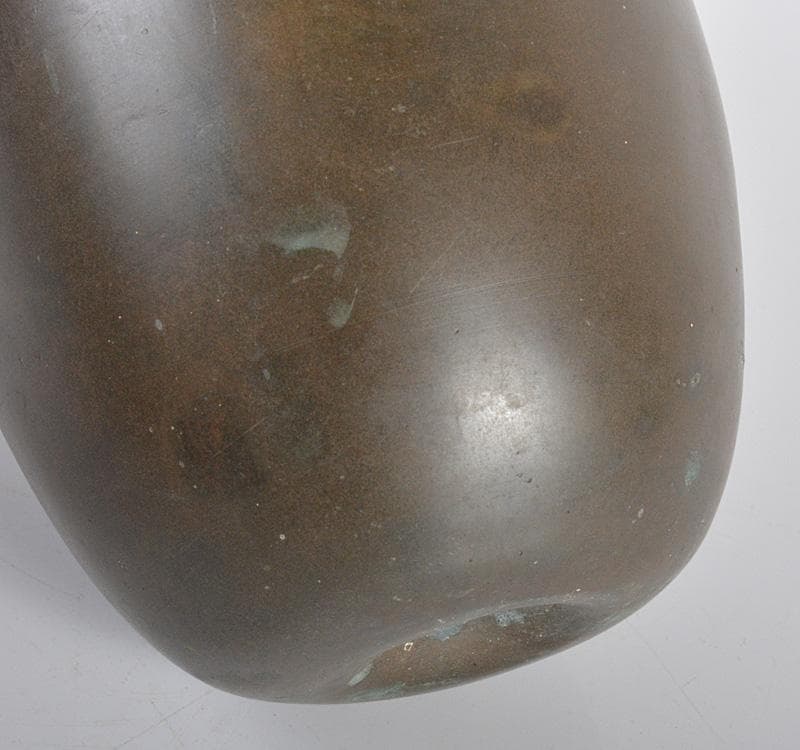 平安　英青堂造　青銅古銅　掛花入　共箱 N　R4203