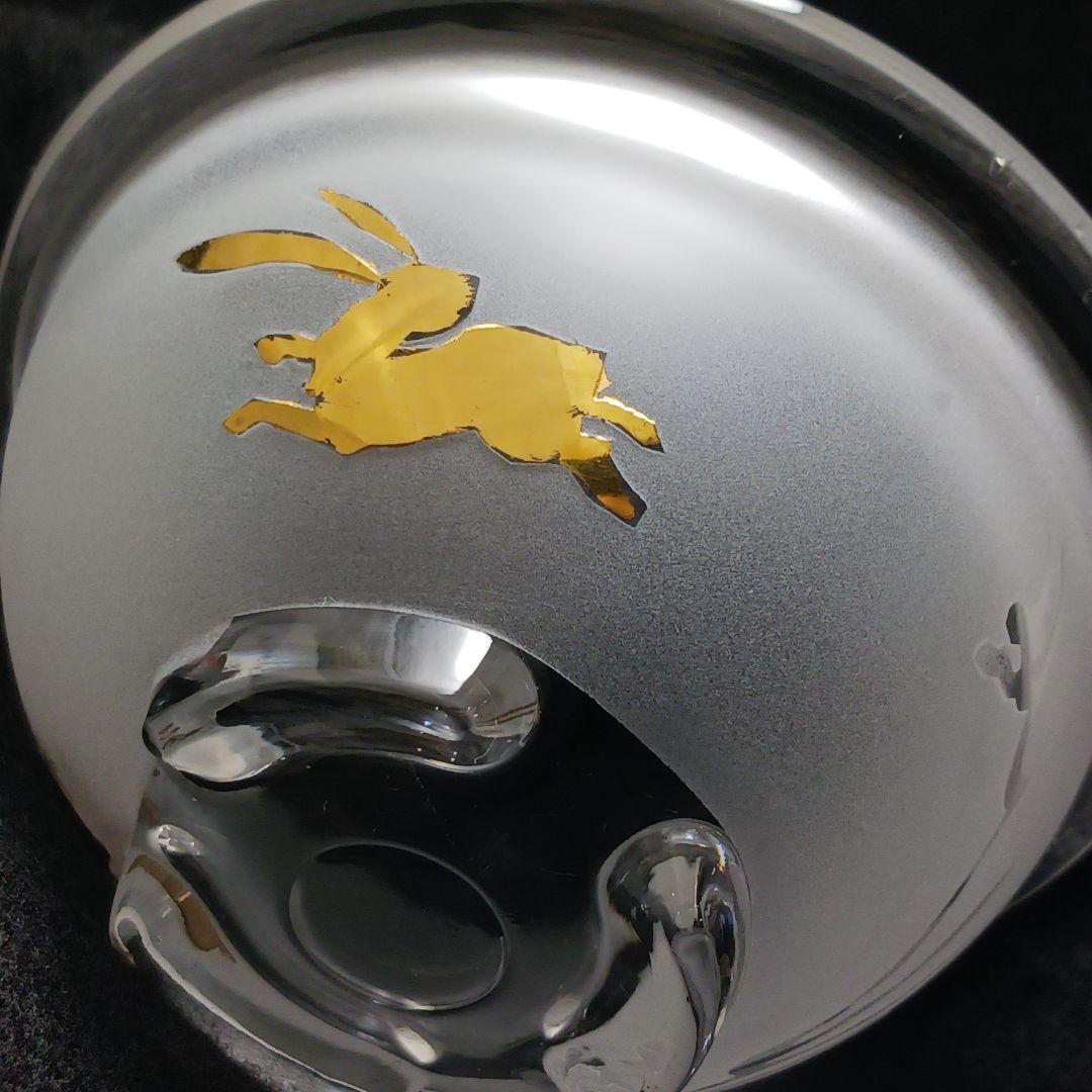 Y3279-3 ガラス製 金彩ウサギ文 蓋付碗 ガラス碗 2客セット