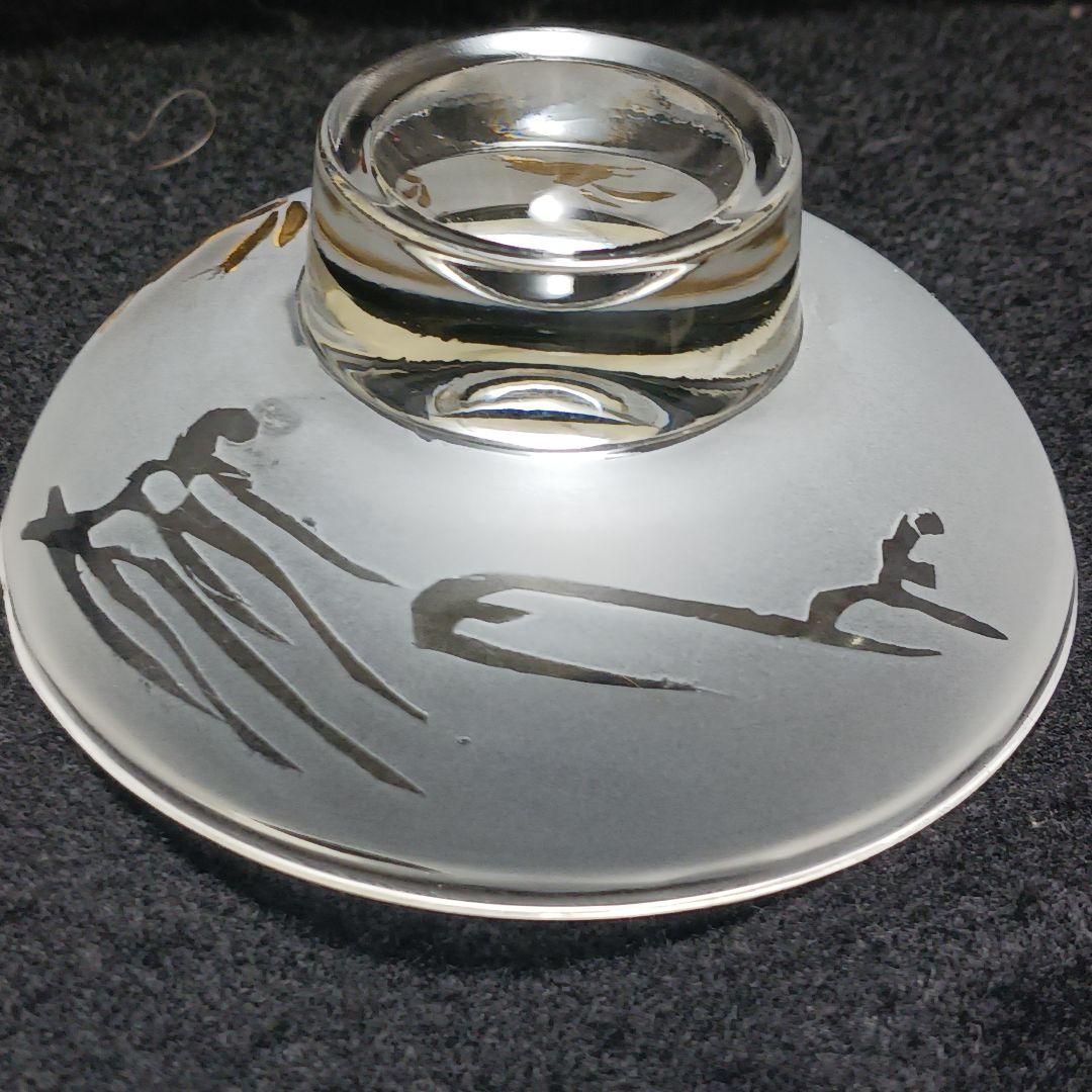 Y3279-3 ガラス製 金彩ウサギ文 蓋付碗 ガラス碗 2客セット