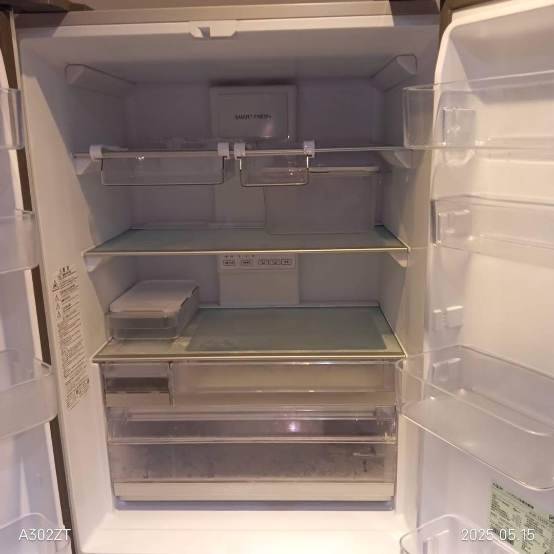 A037★2022年製★アクア　4ドア　冷蔵庫　観音開き　シルバー　ファミリー