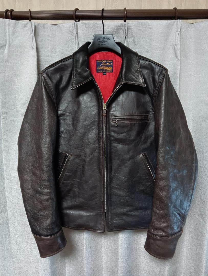 フラットヘッドホースハイド シングルライダースジャケット FN-LJ-HS004