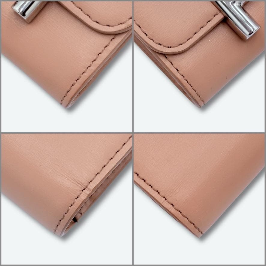 【極美品❣️箱付】TOD'S/二つ折り財布/ピンクベージュ/コンパクト/ダブルT