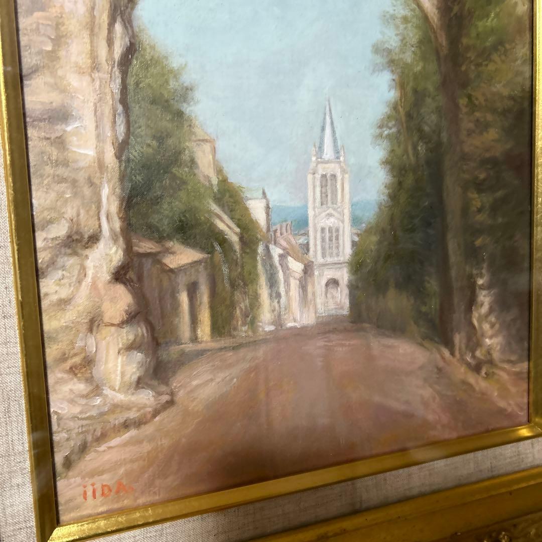 油絵　肉筆　F6 素敵な額縁付き　ガラス付き　美術品