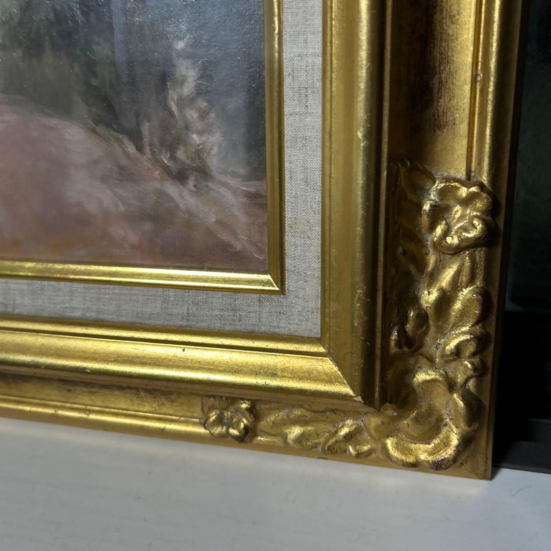 油絵　肉筆　F6 素敵な額縁付き　ガラス付き　美術品