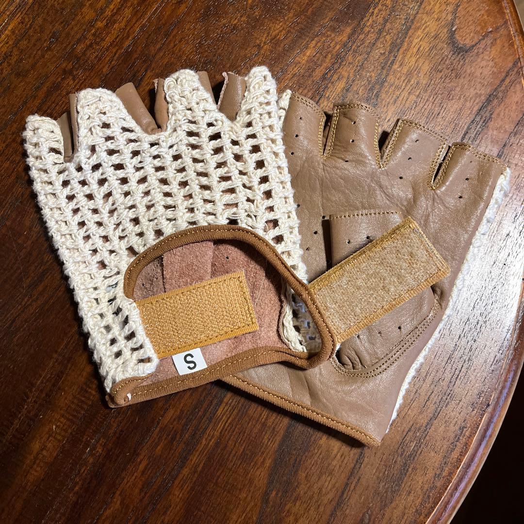 OMP ドライビンググローブ　指なし　ブラウン　Sサイズ