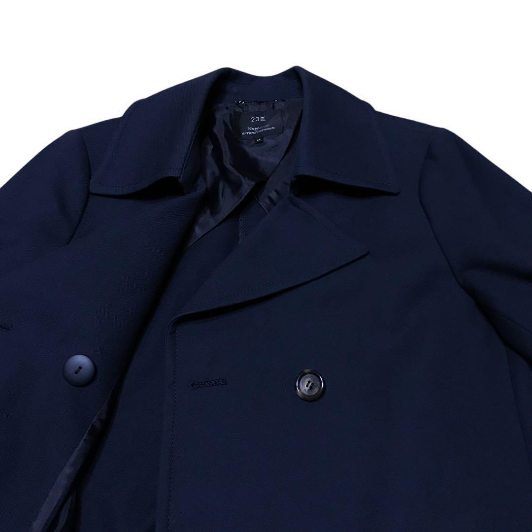 23区 MANTECO ネイビー レディース　コート　大きい　ミドル　背抜き★