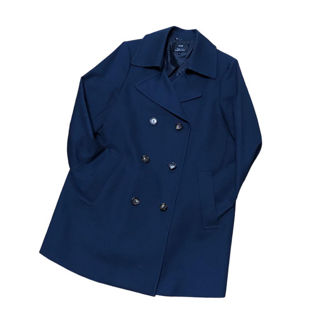 23区 MANTECO ネイビー レディース　コート　大きい　ミドル　背抜き★