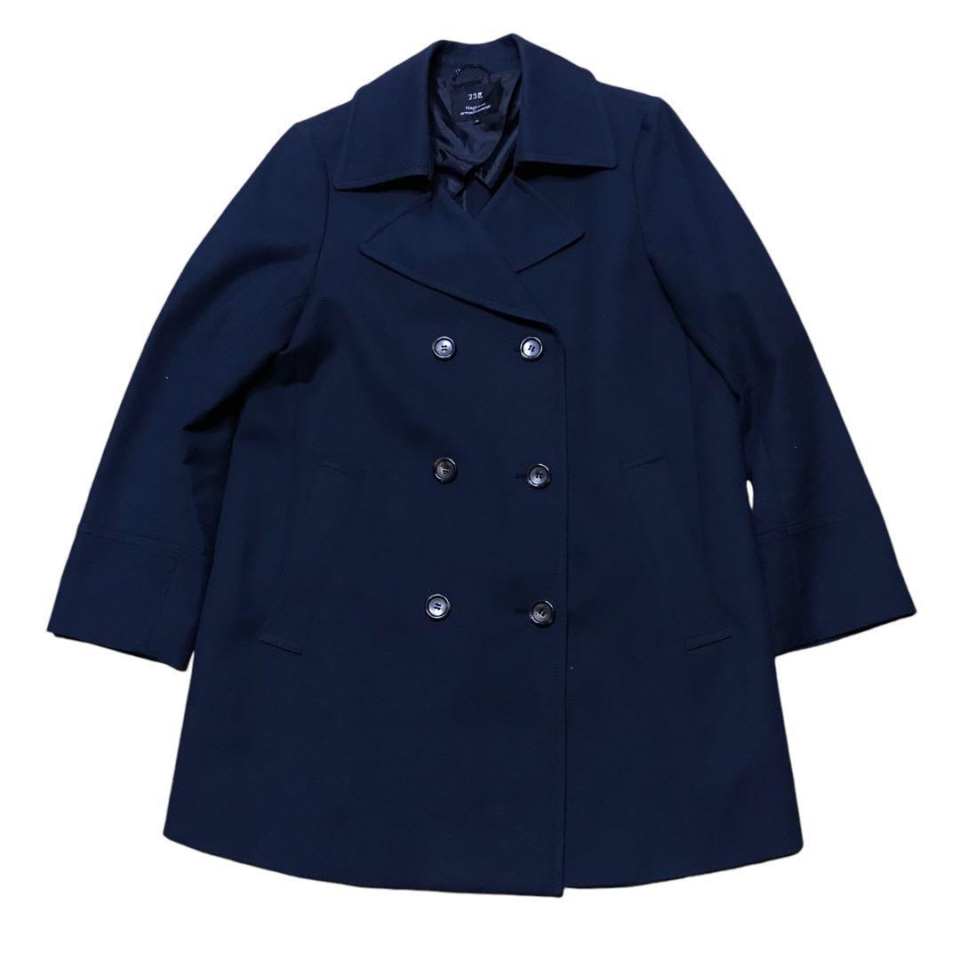 23区 MANTECO ネイビー レディース　コート　大きい　ミドル　背抜き★