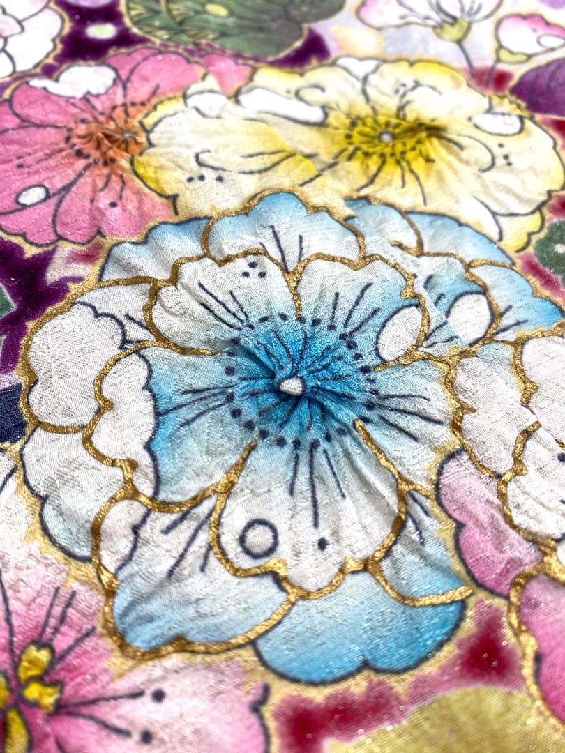 振袖 仮絵羽 辻ヶ花 金彩 銀通し 舞台衣装 正絹 未仕立て品 八掛付き