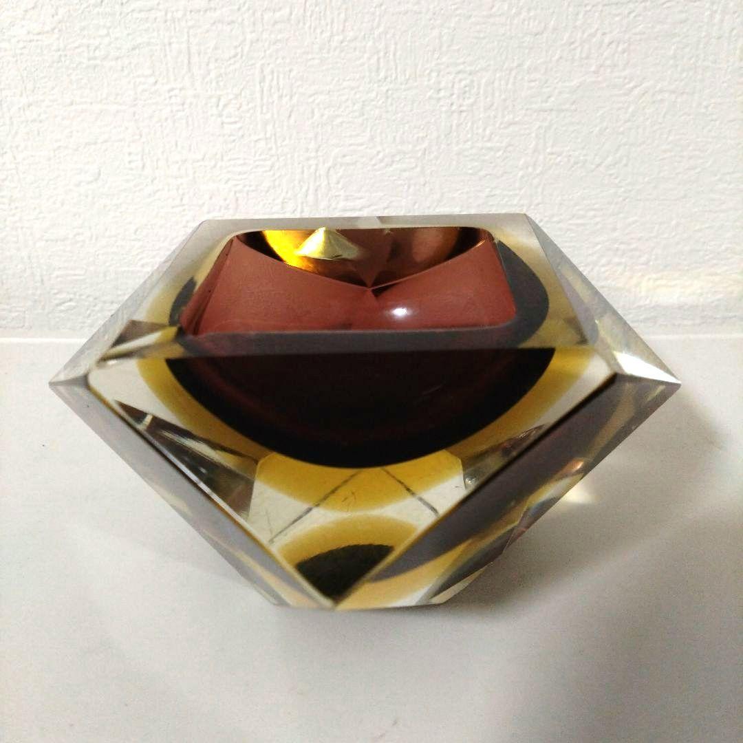 イタリア　ベネチアングラス　灰皿　アッシュトレイ　ガラス　オブジェ　インテリア