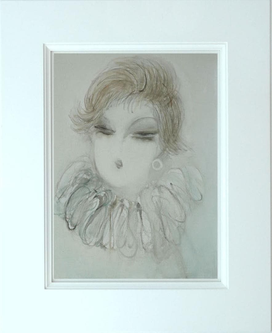 油絵 菅家令子 絵 絵画インテリア額付(青緑＋金色の枠) F6-081412女性