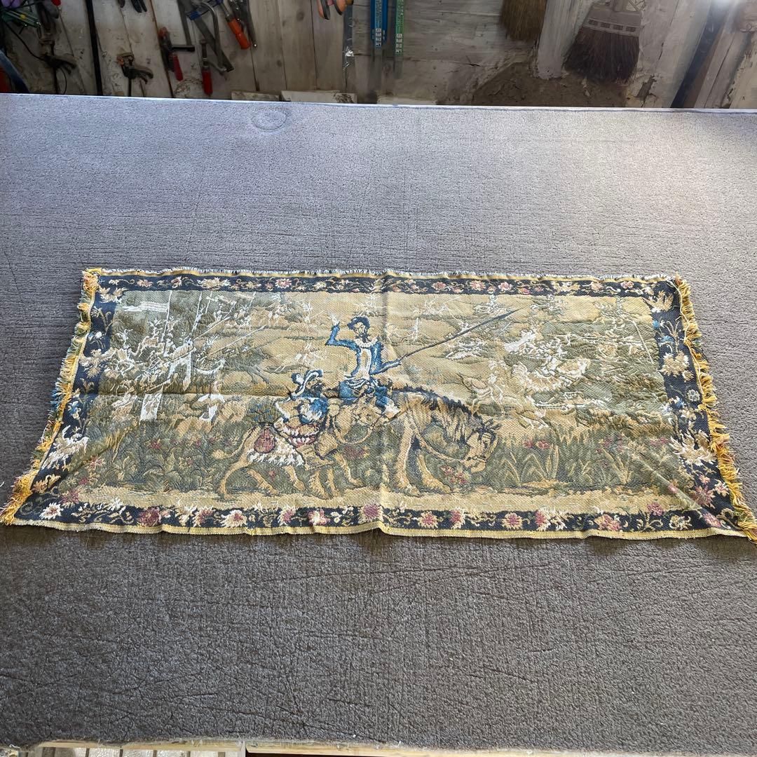 ゴブラン織 槍を持った騎士 ラグ タペストリー アンティーク ビンテージ